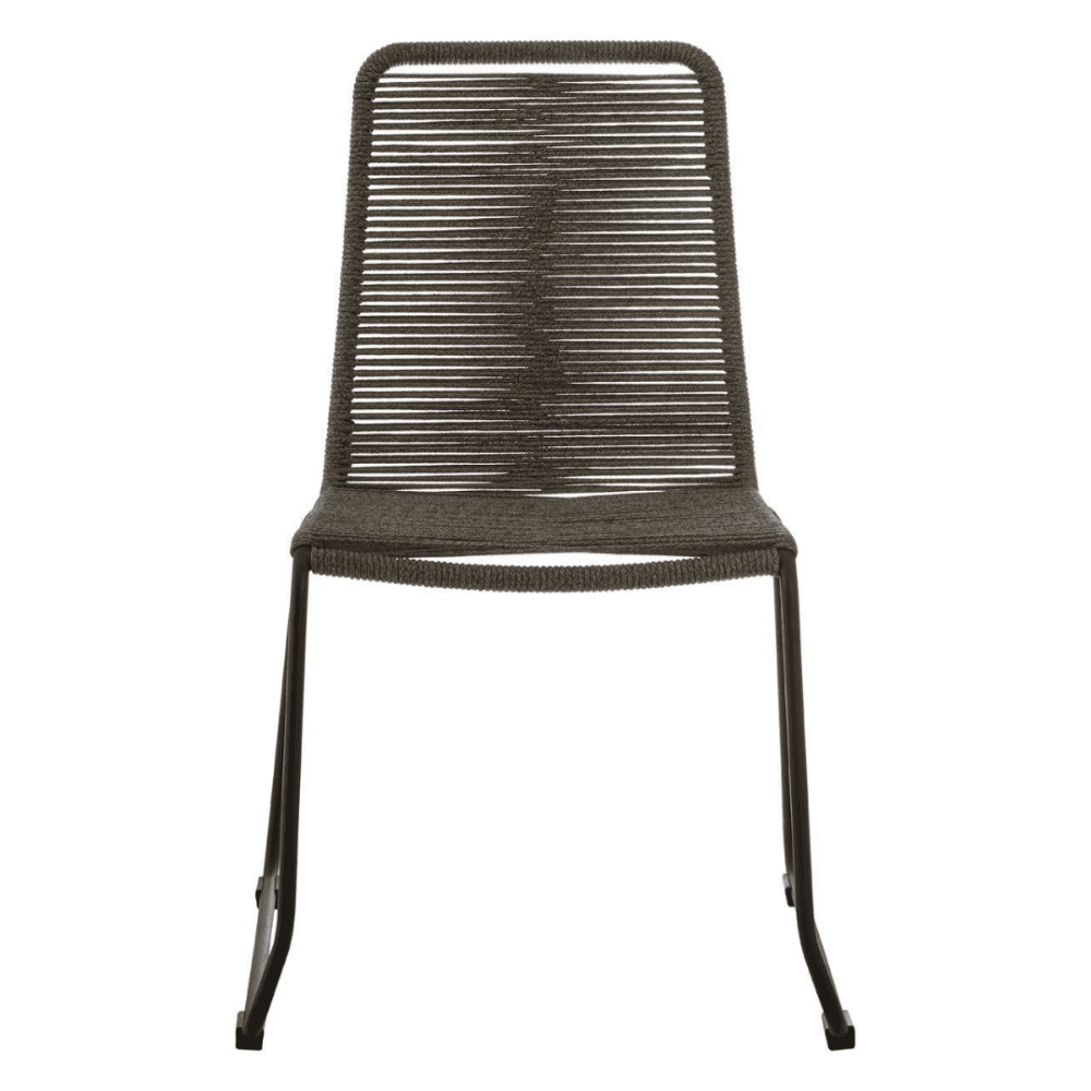 Grey Natural Rope Chair With Black Iron Legs