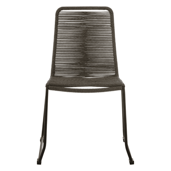 Grey Natural Rope Chair With Black Iron Legs