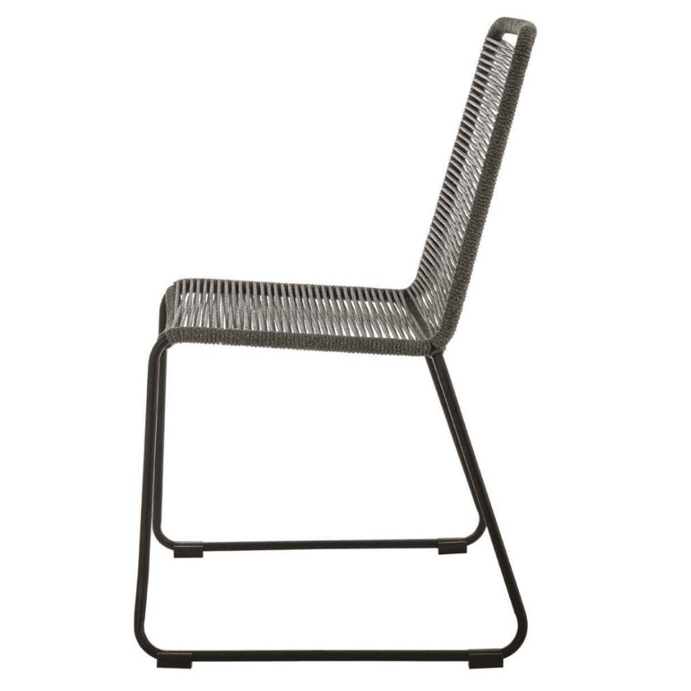 Grey Natural Rope Chair With Black Iron Legs