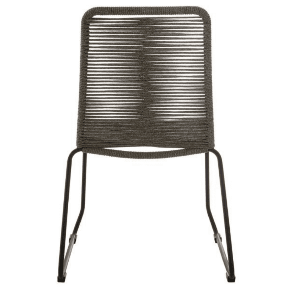 Grey Natural Rope Chair With Black Iron Legs