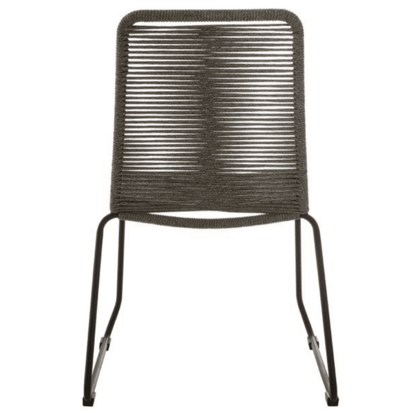 Grey Natural Rope Chair With Black Iron Legs