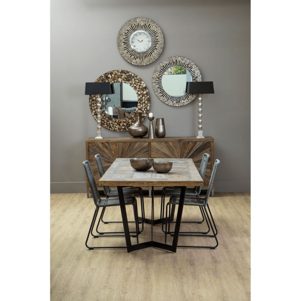 Grey Natural Rope Chair With Black Iron Legs