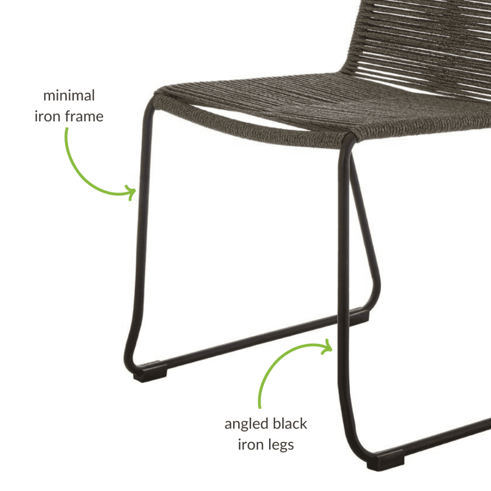 Grey Natural Rope Chair With Black Iron Legs