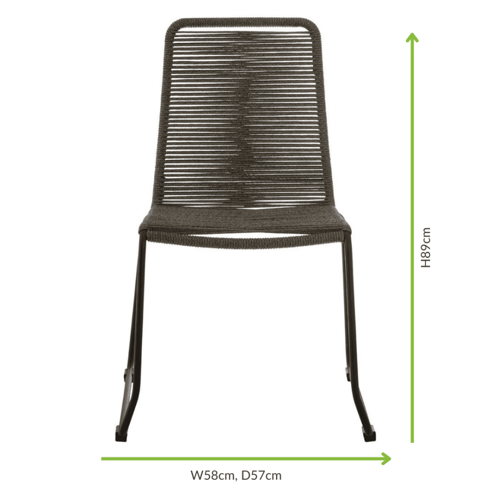 Grey Natural Rope Chair With Black Iron Legs