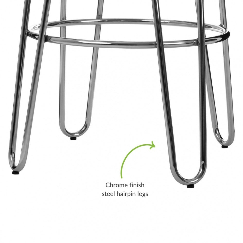 Industrial Elm Wood Barstool With Chrome Hairpin Legs