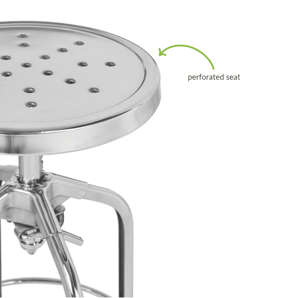 Industrial Silver Chrome Metal Adjustable Barstool