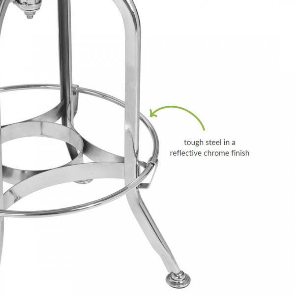 Industrial Silver Chrome Metal Adjustable Barstool