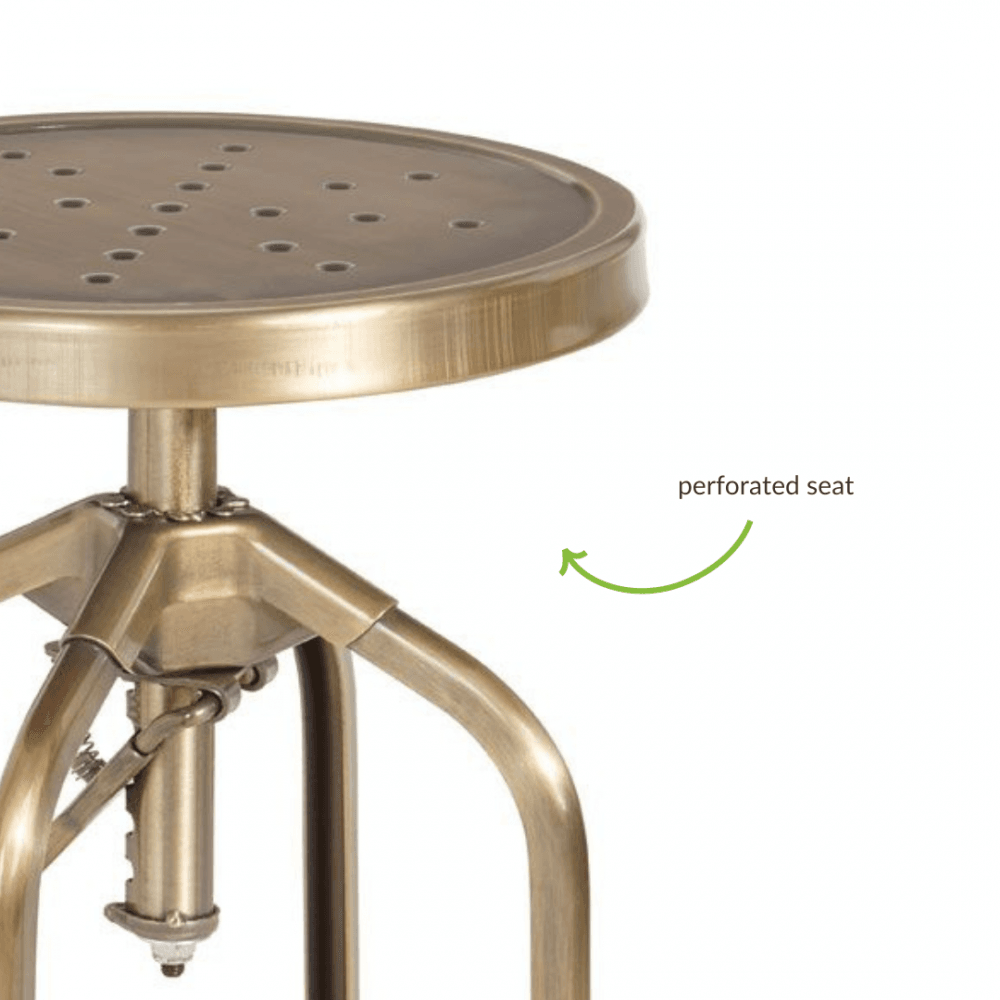 Industrial Gold Brass Metal Adjustable Barstool