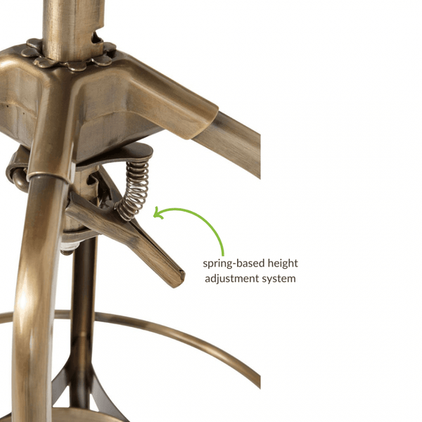 Industrial Gold Brass Metal Adjustable Barstool