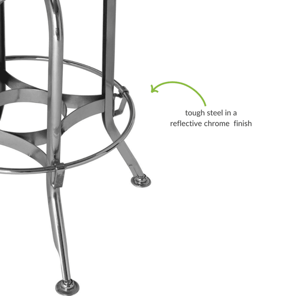 Industrial Black Ash Wood and Silver Chrome Metal Adjustable Barstool
