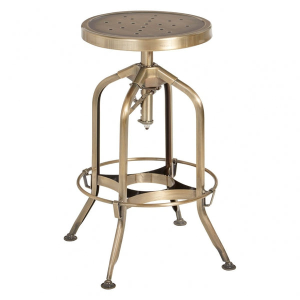 Industrial Gold Brass Metal Adjustable Barstool