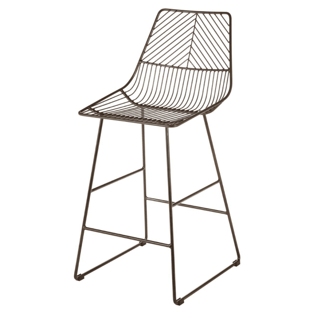 Geometric Bronze Metal Wire Barstool
