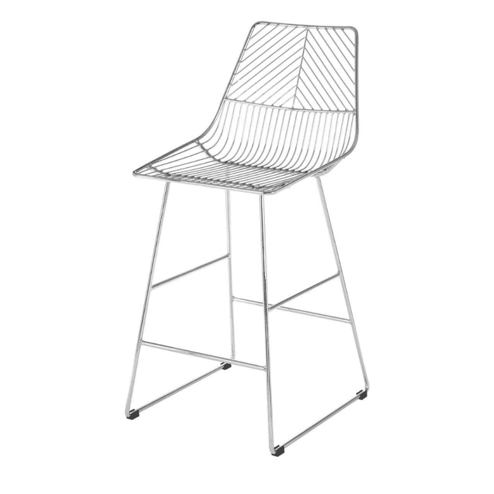 Geometric Chrome Metal Wire Barstool
