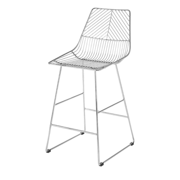 Geometric Chrome Metal Wire Barstool