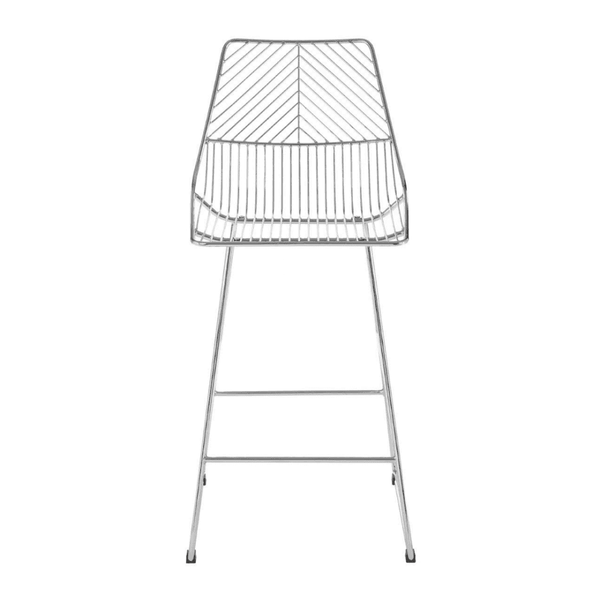 Geometric Chrome Metal Wire Barstool