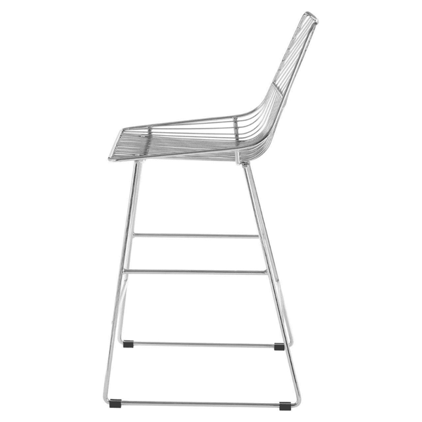 Geometric Chrome Metal Wire Barstool
