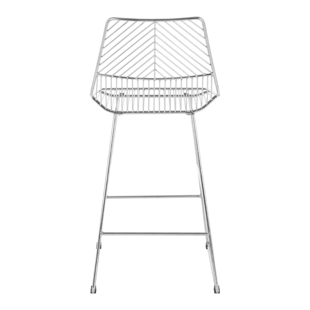 Geometric Chrome Metal Wire Barstool