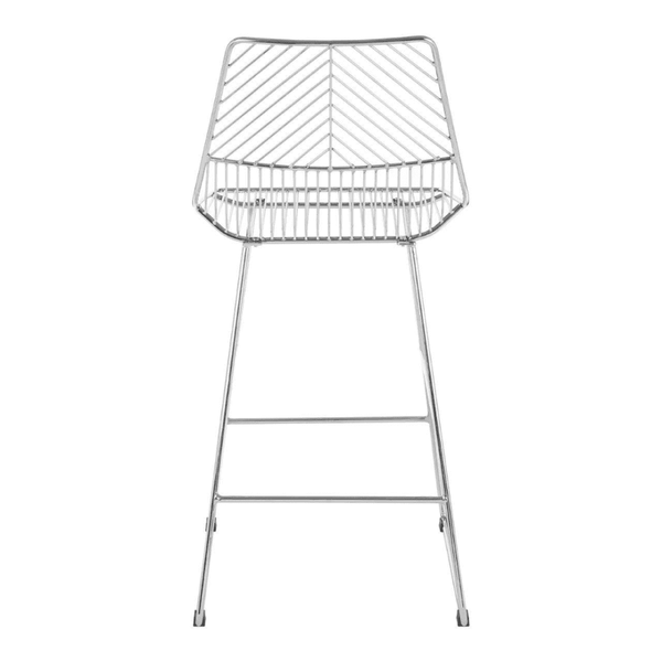 Geometric Chrome Metal Wire Barstool