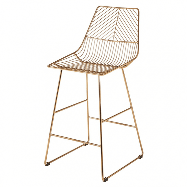 Geometric Gold Metal Wire Barstool