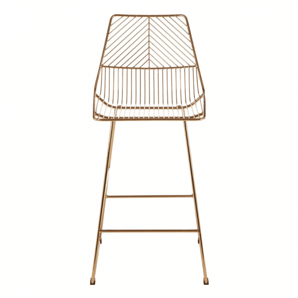 Geometric Gold Metal Wire Barstool