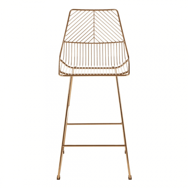 Geometric Gold Metal Wire Barstool