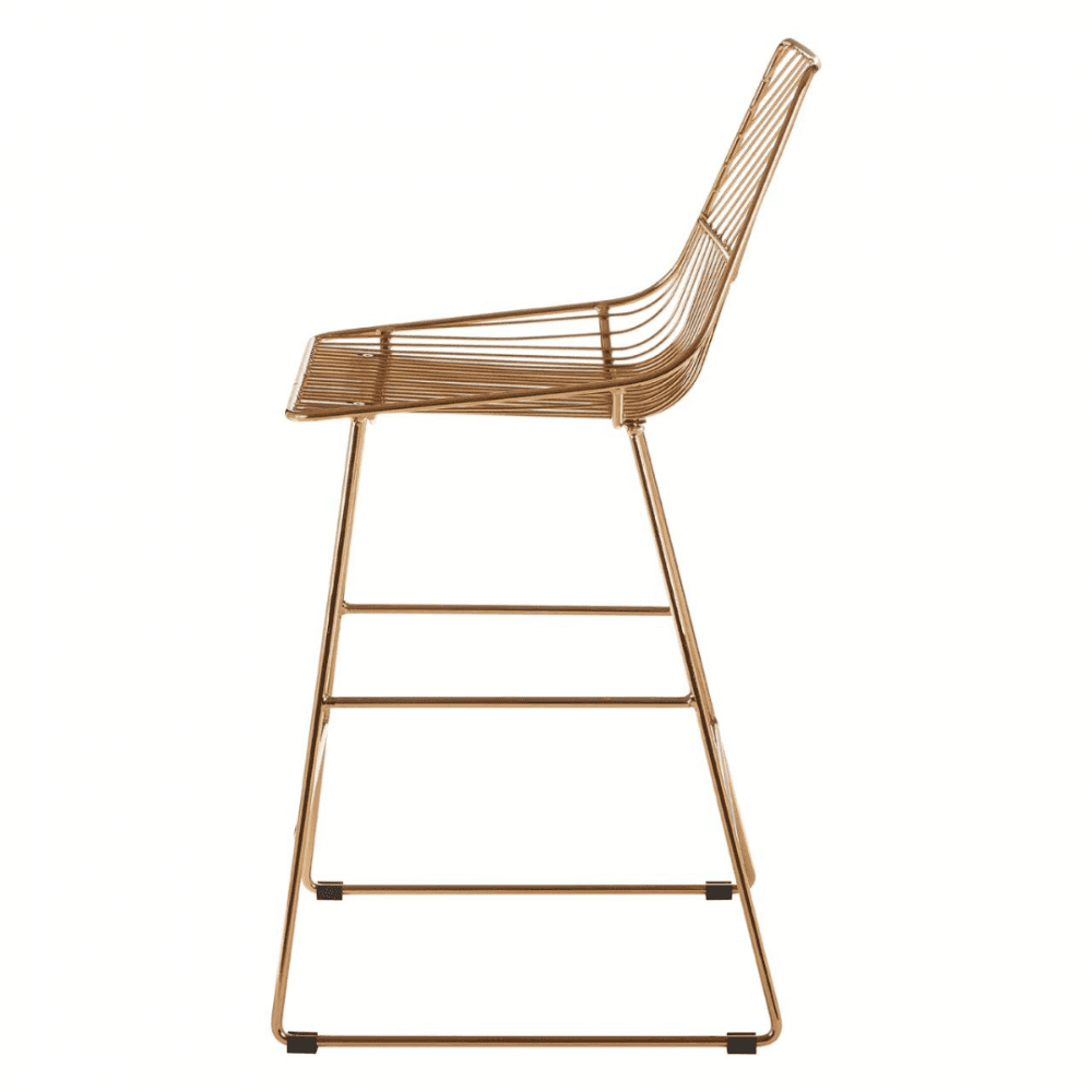 Geometric Gold Metal Wire Barstool