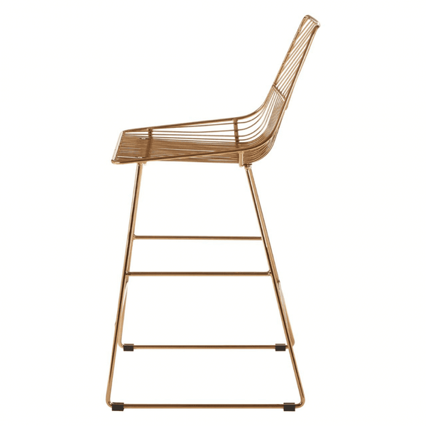 Geometric Gold Metal Wire Barstool