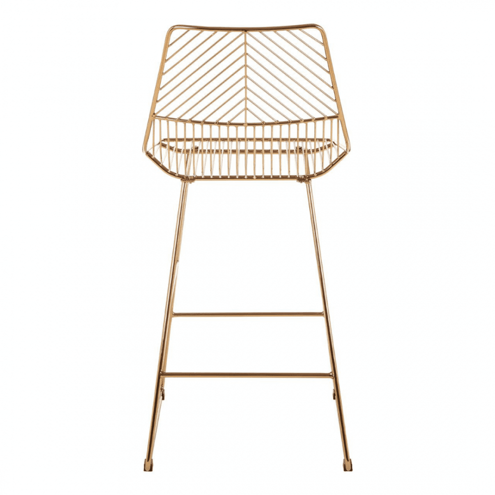 Geometric Gold Metal Wire Barstool