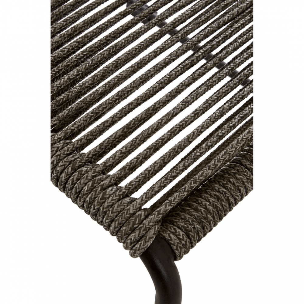 Grey Natural Rope Barstool With Black Iron Legs