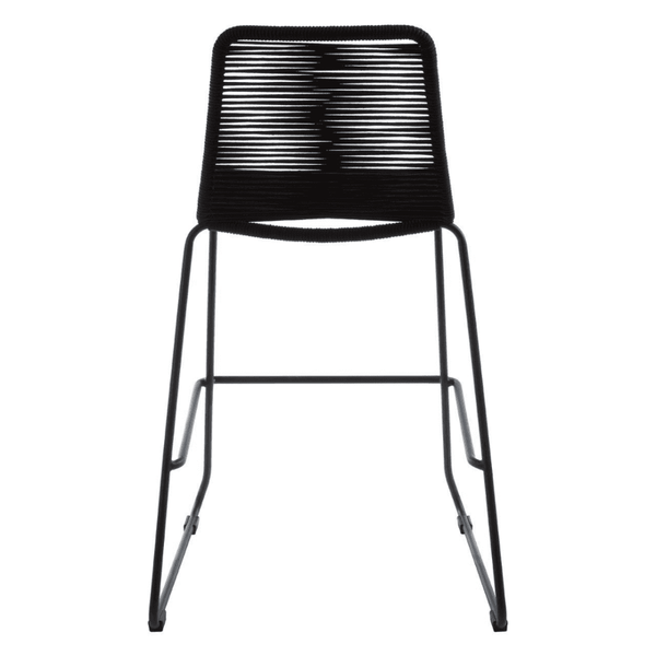 Black Natural Rope Barstool With Black Iron Legs