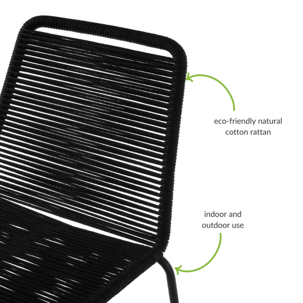 Black Natural Rope Barstool With Black Iron Legs
