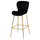 Quilted Black Velvet Barstool With Gold Metal Legs