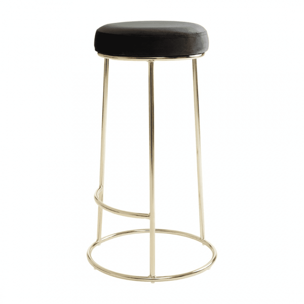Luxe Black Velvet Barstool With Gold Metal Legs