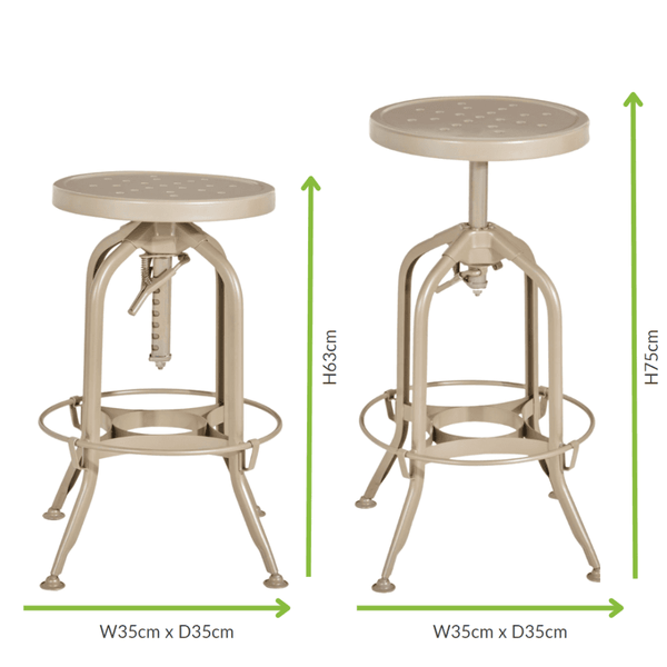 Industrial Champagne Metal Adjustable Barstool