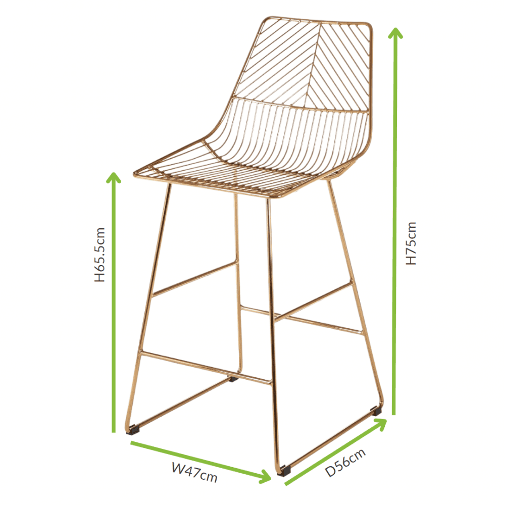 Geometric Gold Metal Wire Barstool