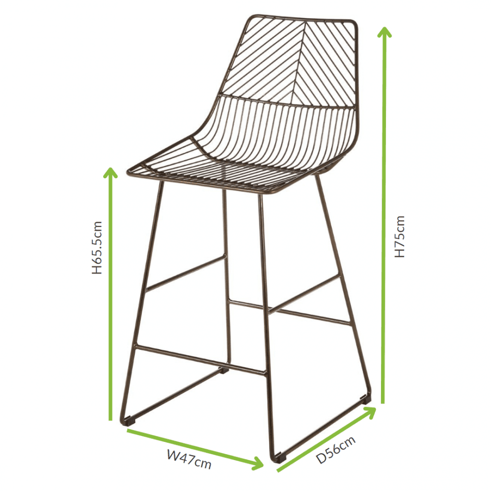Geometric Bronze Metal Wire Barstool