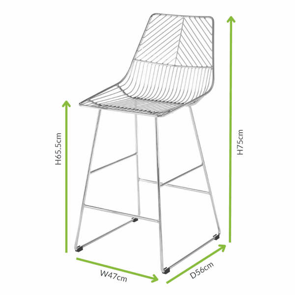 Geometric Chrome Metal Wire Barstool