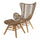 Brown Natural Rope Lounge Chair And Footstool Set With Light Wood Legs