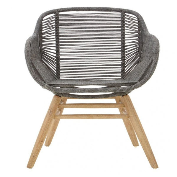 Grey Natural Rope Armchair With Light Wood Legs