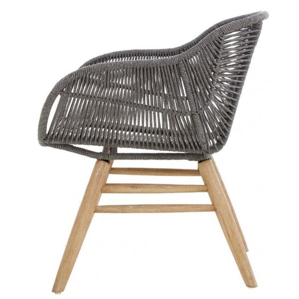 Grey Natural Rope Armchair With Light Wood Legs