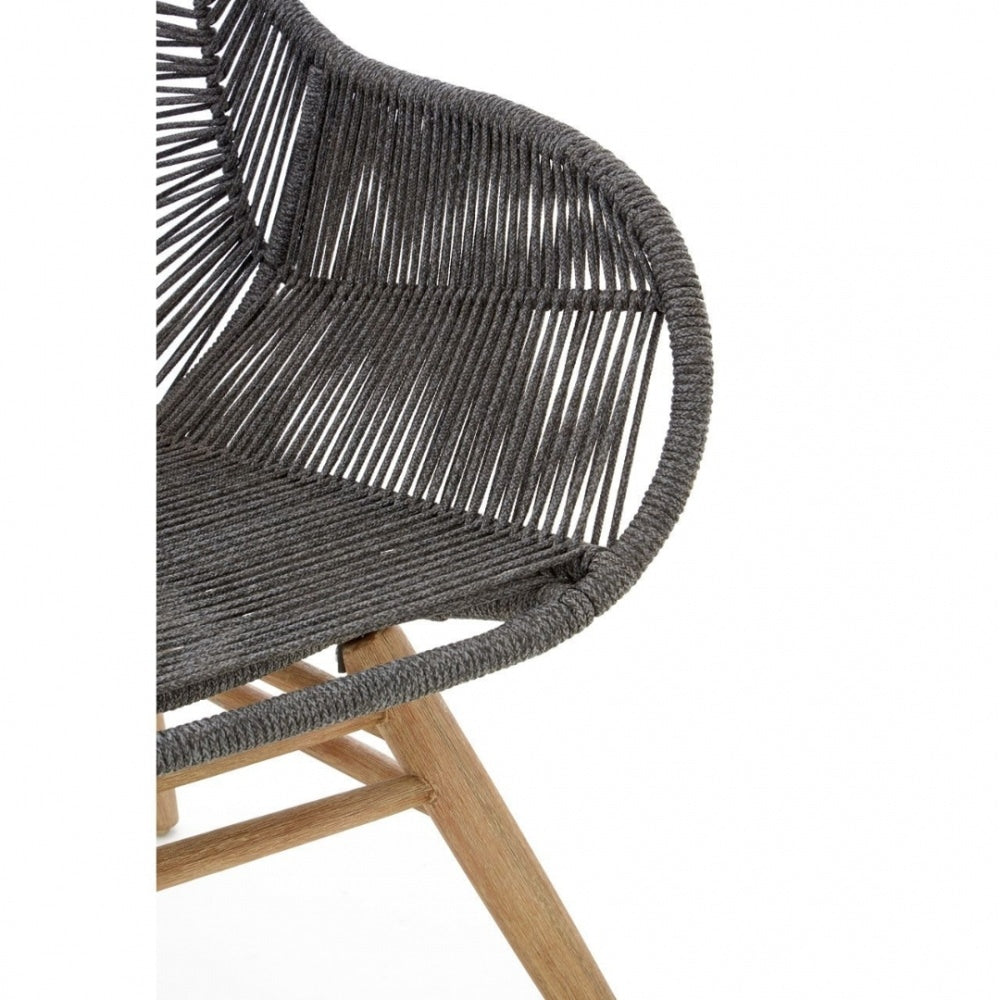 Grey Natural Rope Armchair With Light Wood Legs