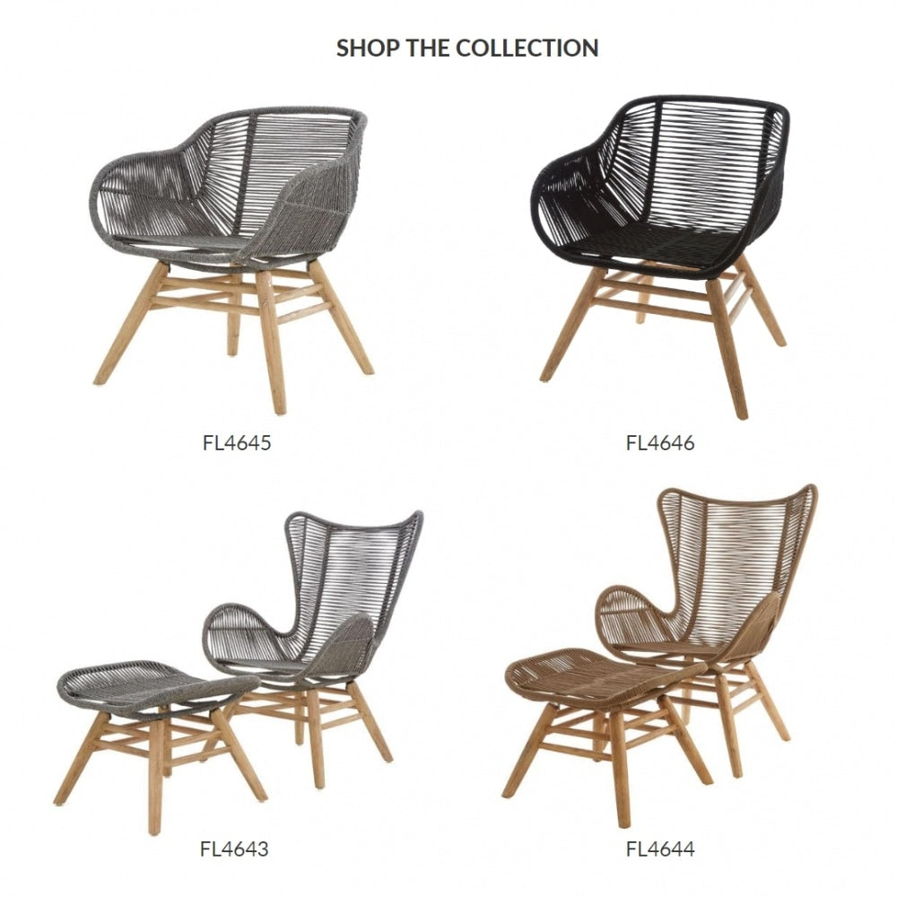 Grey Natural Rope Armchair With Light Wood Legs