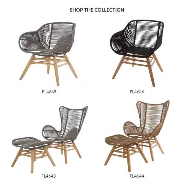 Grey Natural Rope Armchair With Light Wood Legs