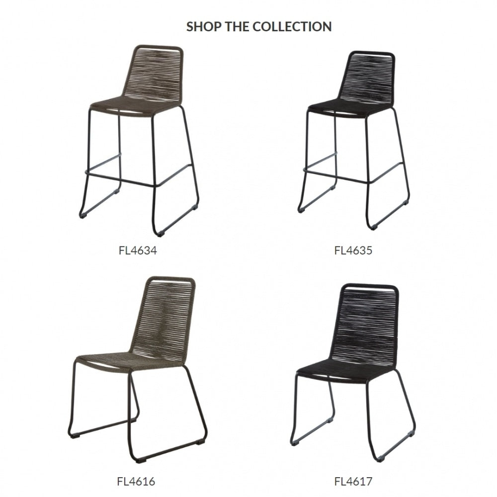 Grey Natural Rope Chair With Black Iron Legs