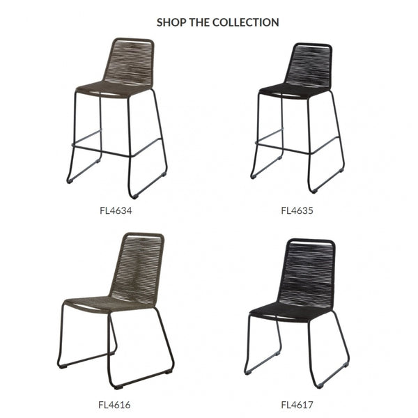 Grey Natural Rope Chair With Black Iron Legs