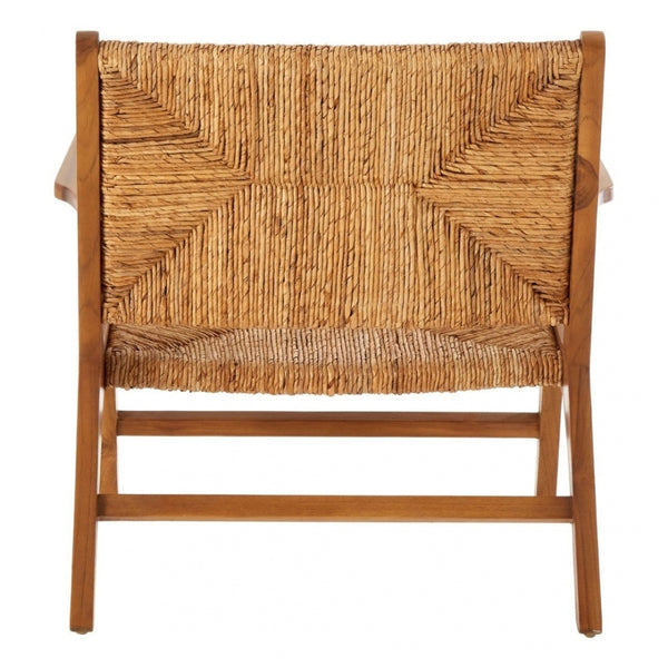 Natural Rattan And Teak Wood Reclined Armchair