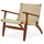 Natural Rattan And Mahogany Wood Reclined Armchair