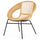Natural Rattan Round Armchair With Black Iron Legs