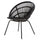 Black Natural Rattan Round Armchair With Black Metal Legs