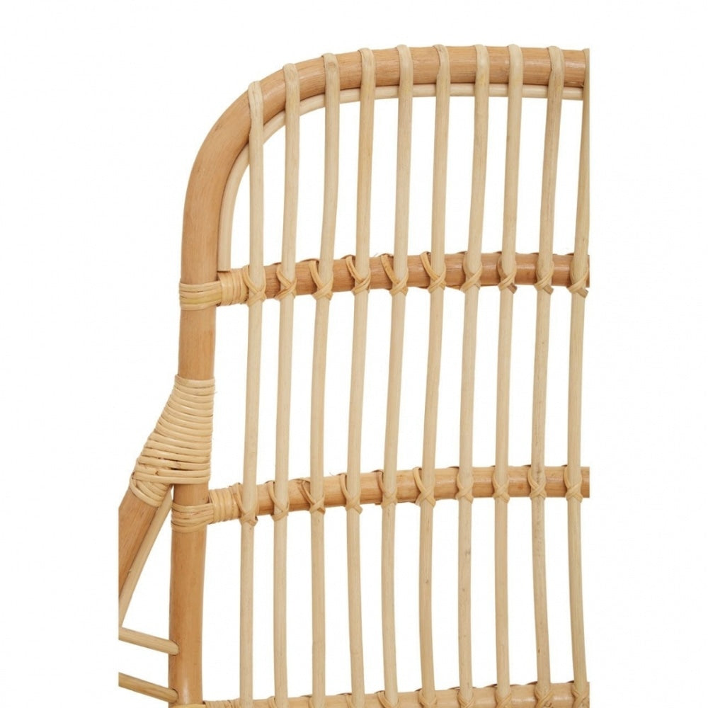 Natural Rattan Relaxed Lounge Chair With Black Metal